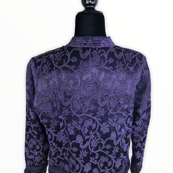 Coldwater Creek Rich Purple Tapestry Brocade Jacket size Petite Medium - Picture 6 of 14
